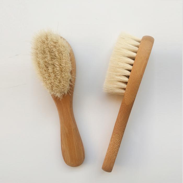 soft goat bristle baby mini comb private label wooden hair brush