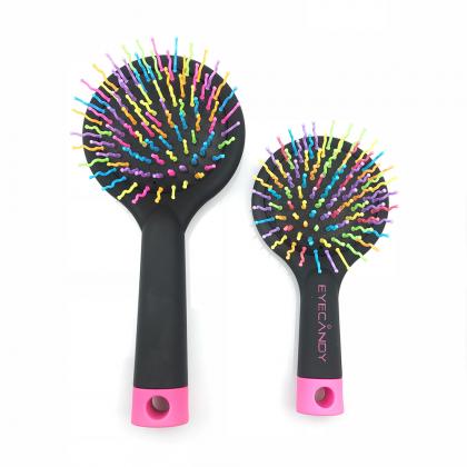 big and small rainbow hair brush with mirror