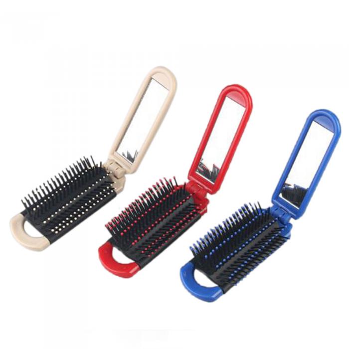 travel hotel comb folding foldable comb hair brush with mirror