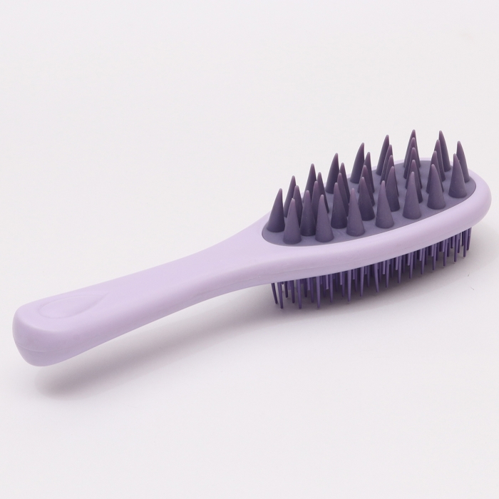 message bath shower hair brush with rubber teeth and soft teeth