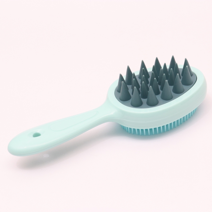 message bath shower hair brush with rubber teeth and soft teeth